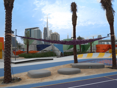 Waterfront Park Design District Dubai, Nuton bench, polished concrete
