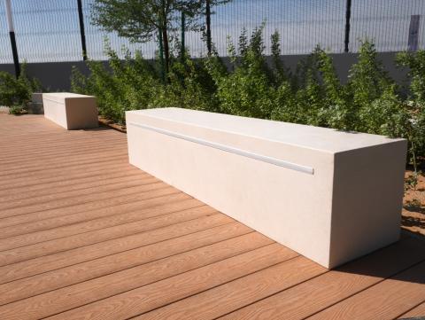 LED strip in concrete bench, polished finish