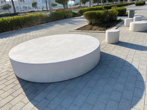concrete cylinder seating, round concrete seat