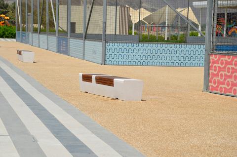 modular bench, polished finish, 