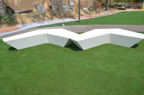 Layan Community Dubai boomerang concrete bench