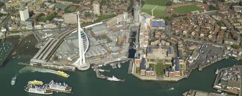 Panorama Portsmouth Spinnaker Tower et environs