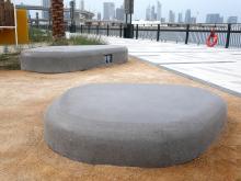Nuton bench, design street furniture, polished concrete