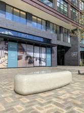 bench organic shape, polished concrete bench