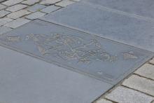 Turnhout Grote Markt, special slabs for the capital of playing cards.