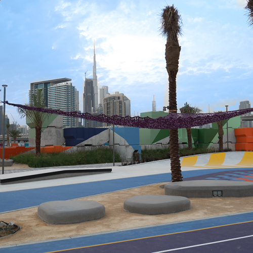 Waterfront Park Design District Dubai, Nuton bench, polished concrete