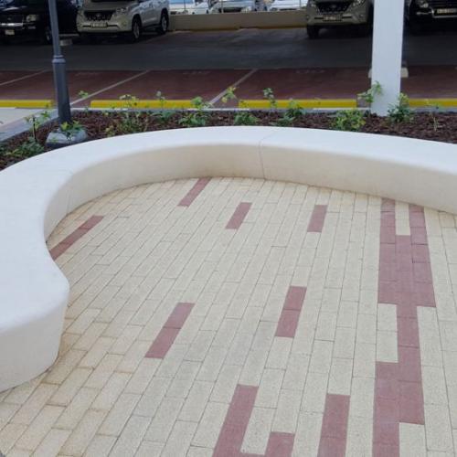 modular concrete bench, coloured concrete