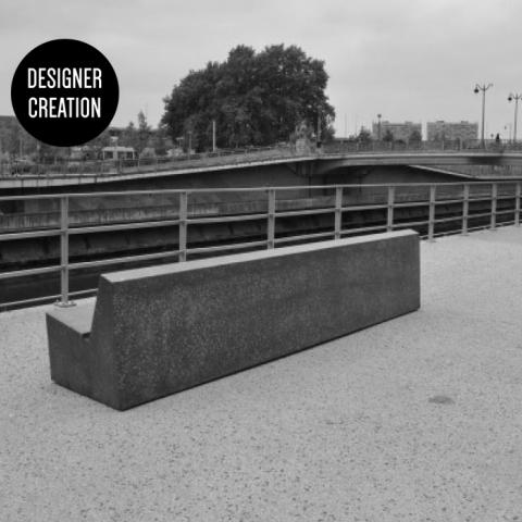 Galet and bespoke public benches. Sambre Docks, Charleroi, BELGIUM